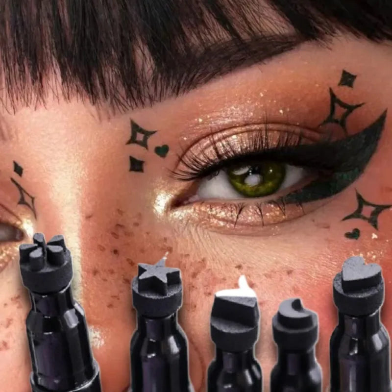 Eyeliner Liquide Noir 2 en 1 – Double Embout avec Tampon Lune, Crayon Yeux, Séchage Rapide, Anti-Bavure, Longue Tenue, Maquillage Facile