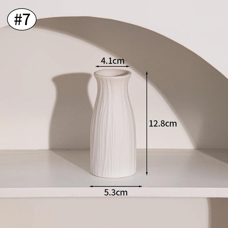 Modern Nordic Ceramic Vase – Minimalist White Flower Vase for Home & Office Decor