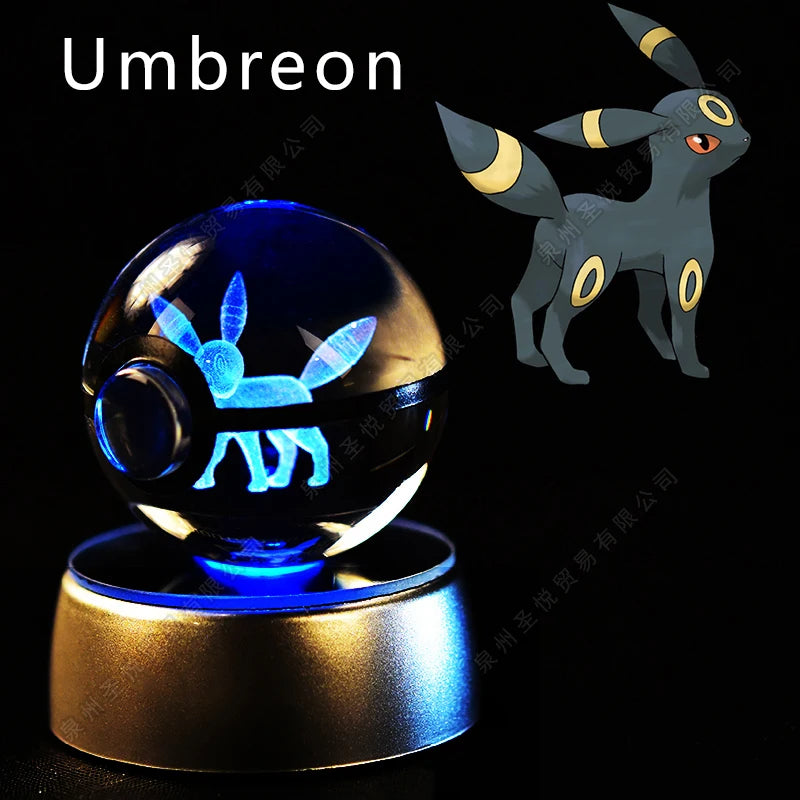 3D Pokémon Crystal Ball Night Light – Pikachu, Gengar & Mewtwo LED Glass Lamp