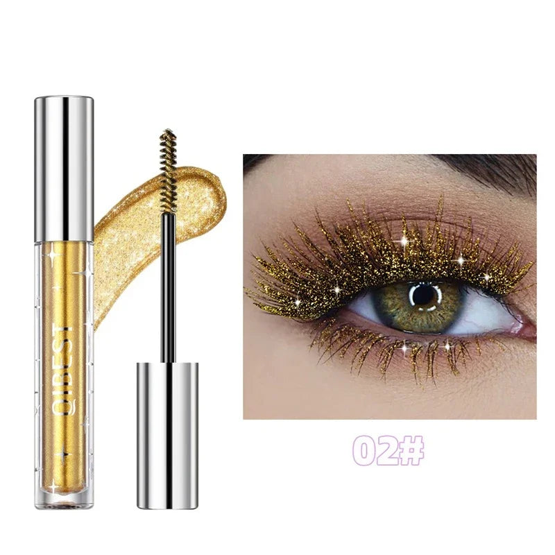 **« Mascara pailleté diamant – Argent, or, violet, waterproof et longue tenue »**