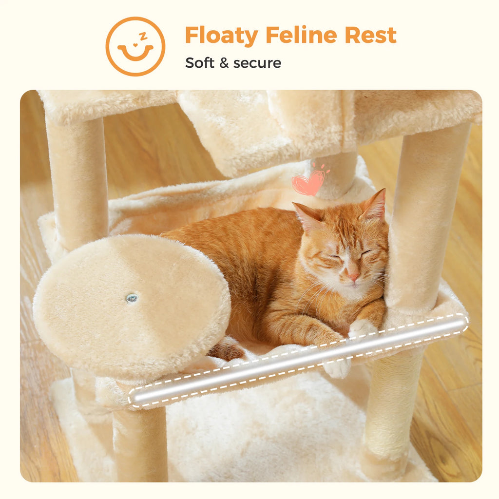 Multi-Level Cat Tree Tower – Cat Condo, Hammock & Scratching Activity Center
