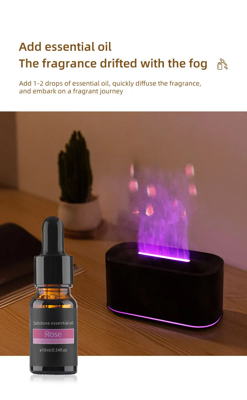 Flame Aroma Diffuser – Colorful LED Essential Oil Humidifier for Home & Relaxation