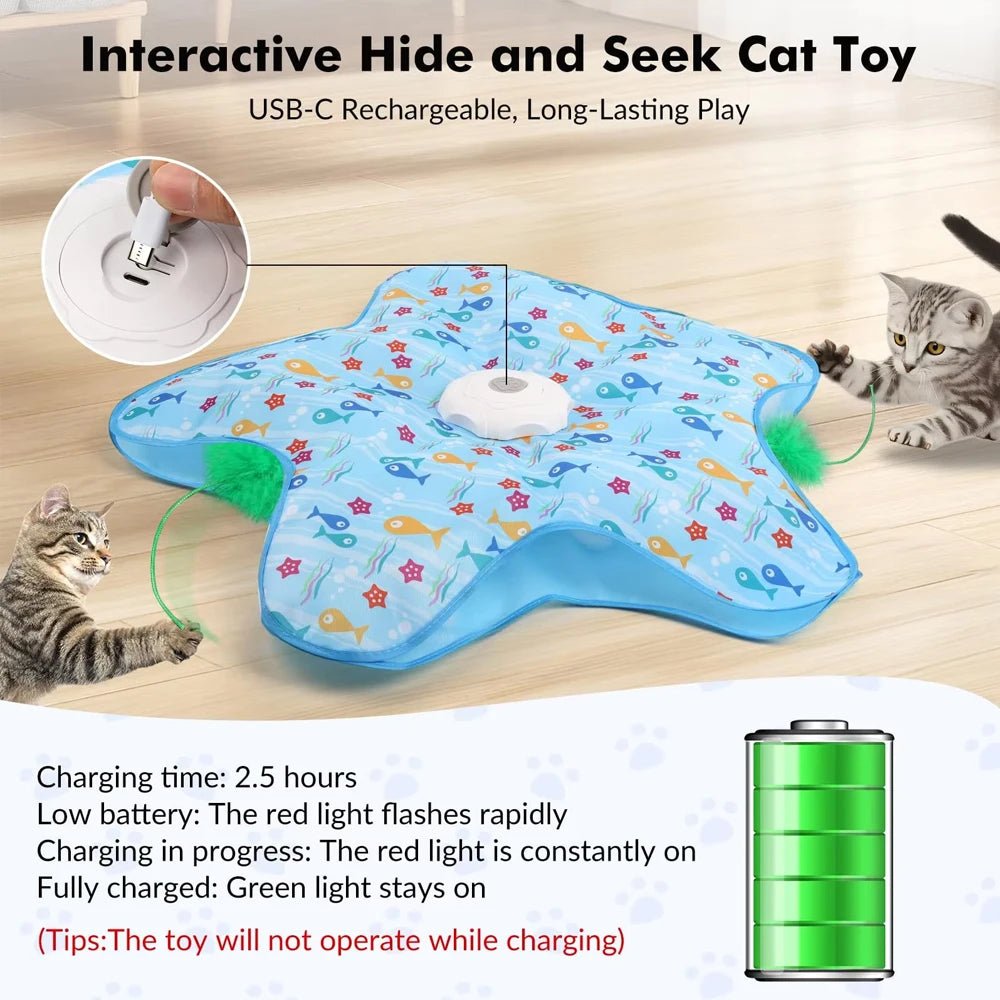 Interactive Hide & Seek Cat Toy with Motion-Activated Squeaky Mouse & Hidden Feathers