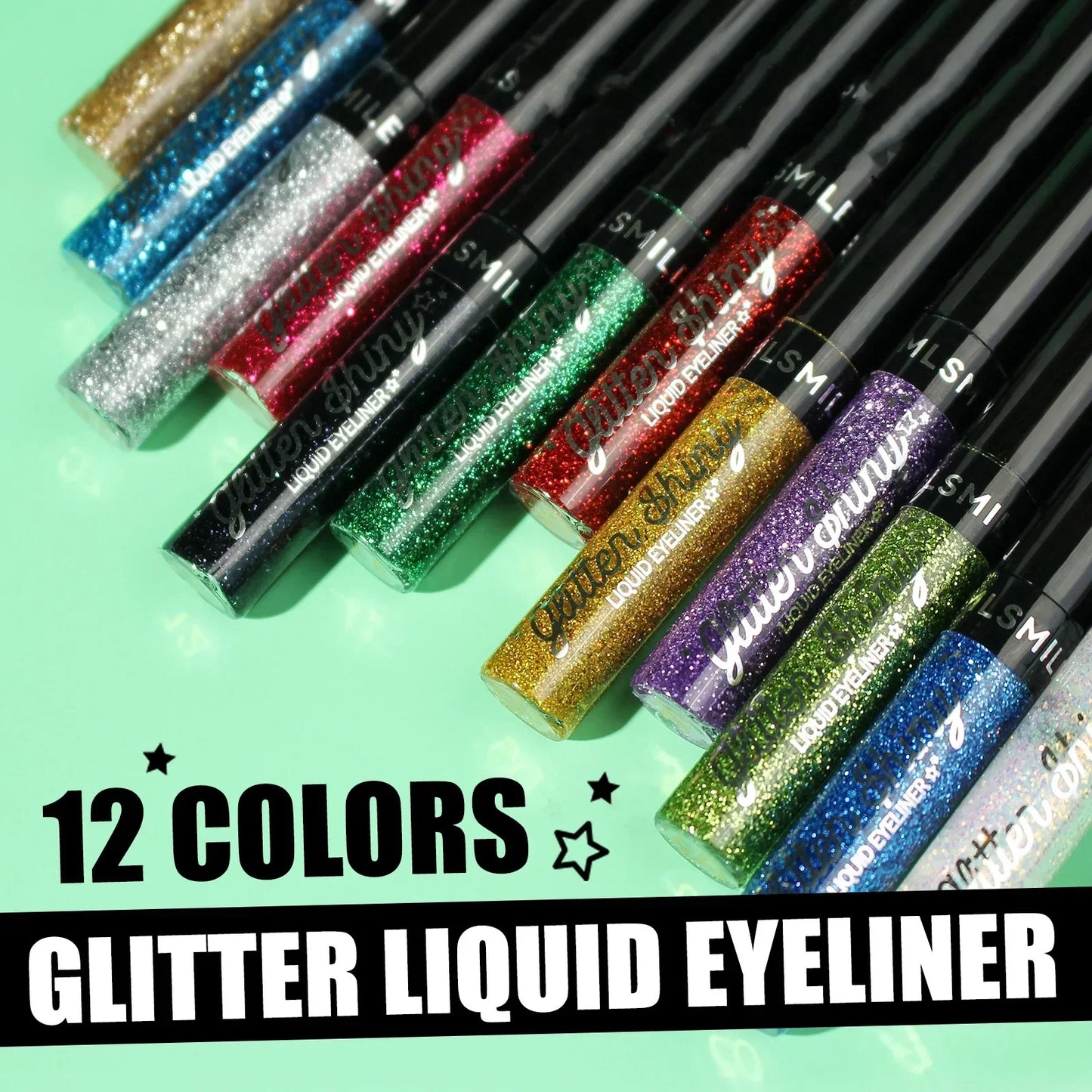 Eyeliner scintillant diamant – 12 couleurs, liquide, waterproof et résistant à la sueur, fard à paupières professionnel