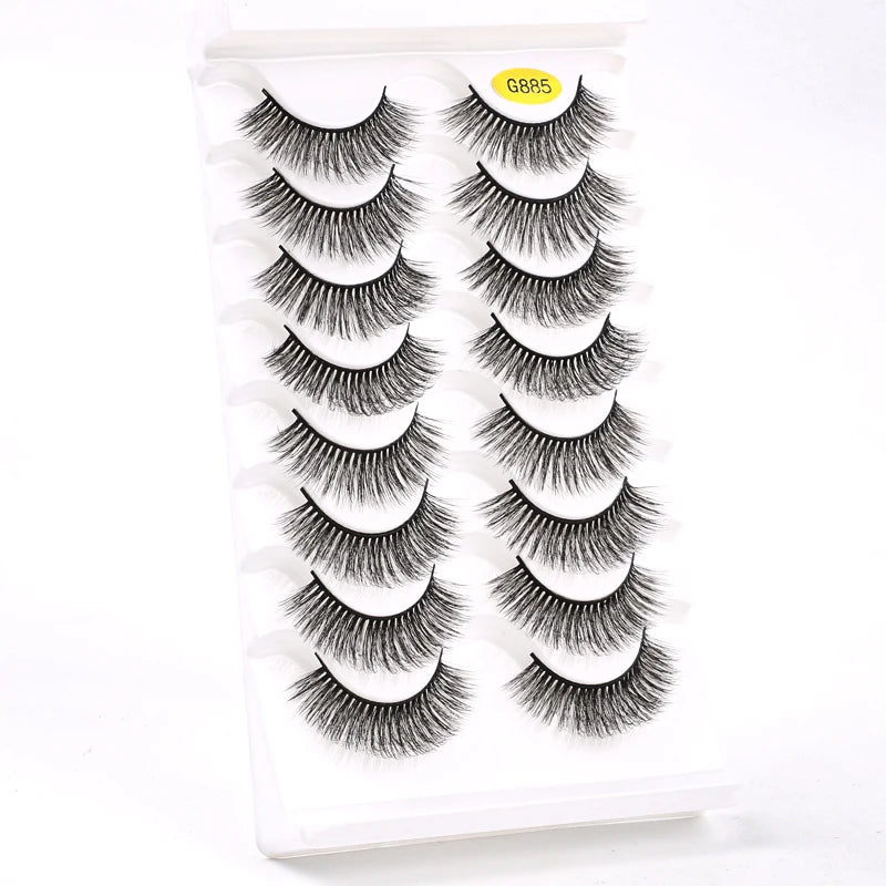Lot de 10/8/5/3 Paires de Faux Cils 3D en Vison