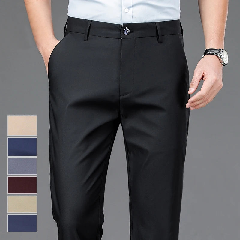 « Pantalon Homme Noir – Stretch, Smart Casual, Droit »