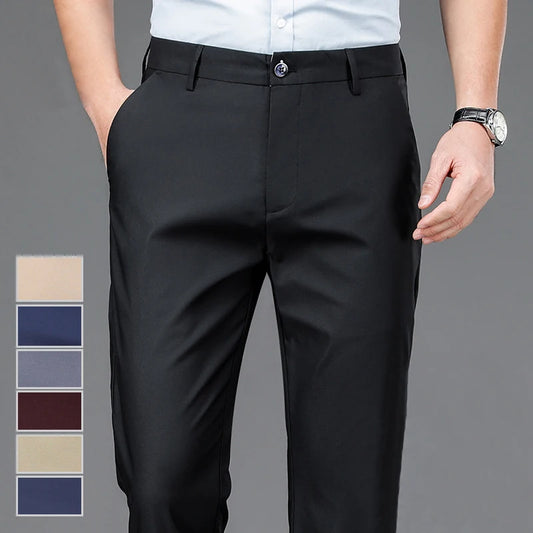 « Pantalon Homme Noir – Stretch, Smart Casual, Droit »