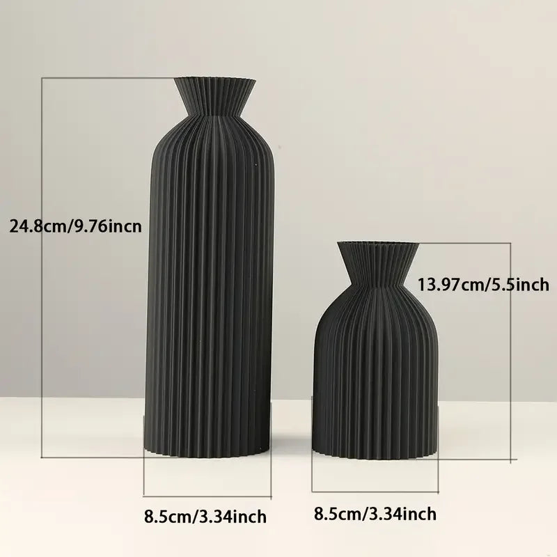 Elegant Black Decorative Vase – Boho Chic Flower Vase for Home & Office Decor
