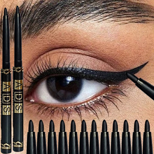 Crayons Eyeliner Noir Waterproof — disponible en 1/2/5/12 pcs, longue tenue, facile à appliquer, gel mat anti-bavures pour un maquillage des yeux intense