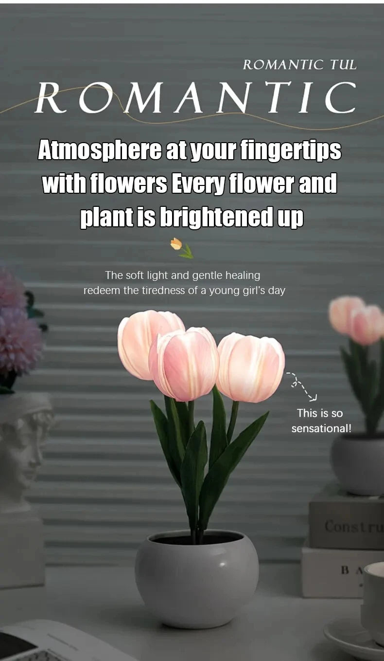 LED Tulip Flower Lamp – Romantic Night Light & Room Decor Gift