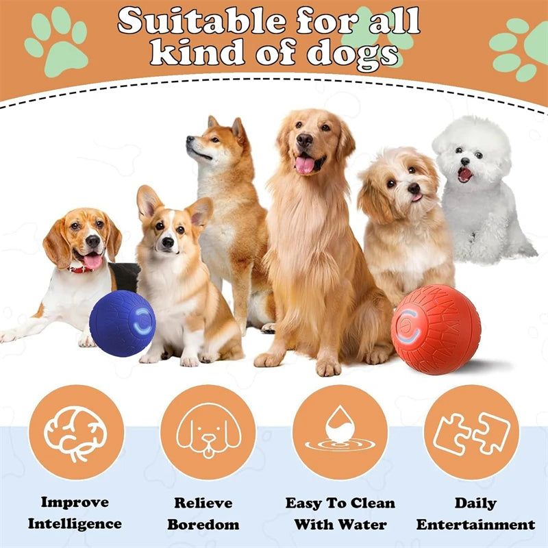 Smart Automatic Rolling Dog Ball – USB Rechargeable Interactive Pet Toy