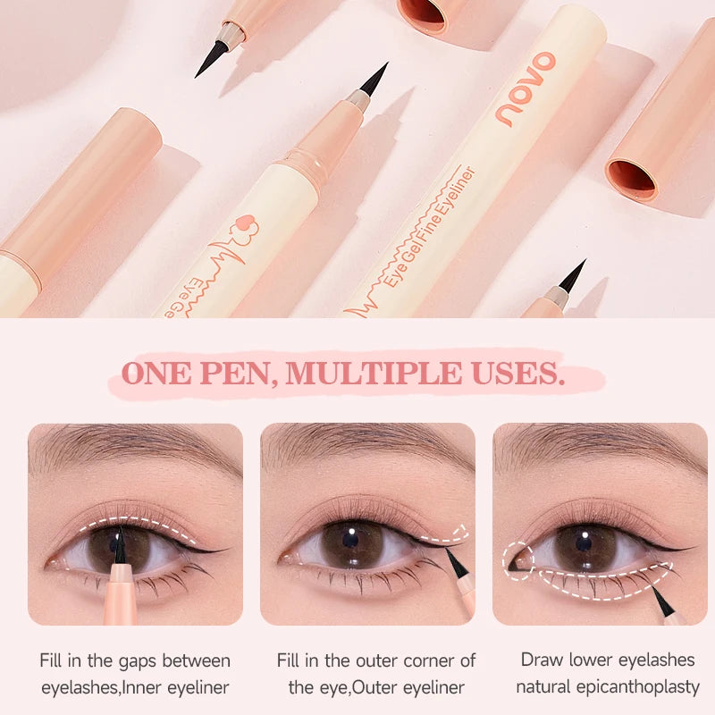Set 2 pcs – crayon eyeliner et sourcils noir, longue tenue, waterproof, application facile, finition naturelle, lisse, outil beauté