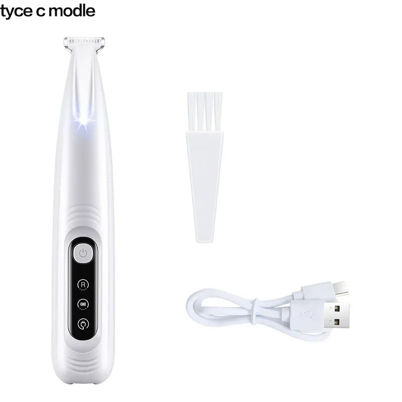 Waterproof Dog Paw Trimmer with LED Light – Rechargeable Pet Grooming Clipper