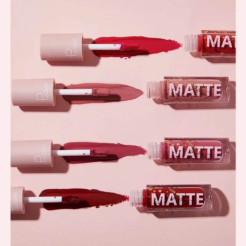 Set 12 rouges à lèvres liquides nude et rouge mat non-collant waterproof longue tenue maquillage femmes