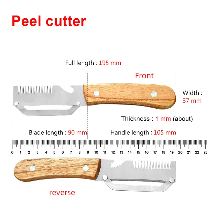 3-in-1 Stainless Steel Vegetable Peeler with Wooden Handle – Fruit & Potato Peeler with Built-In Bottle Opener