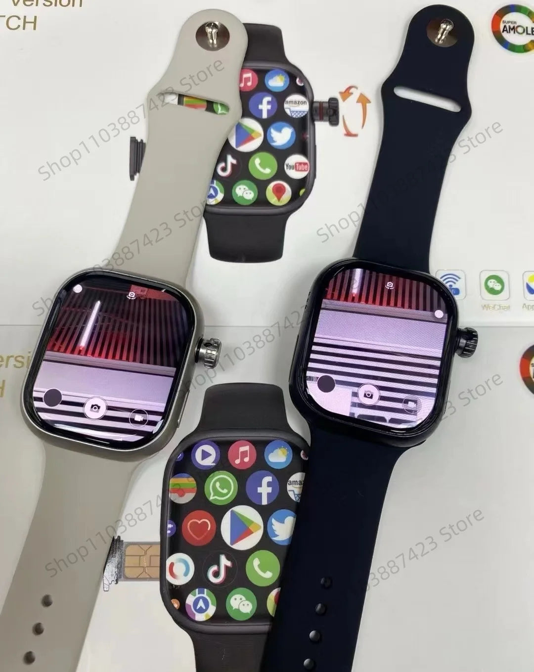 Montre CD99 X 5G smartwatch 2,29 pouces AMOLED 5G LTE montre intelligente avec 180 °   Caméra rotative GPS WiFi emplacement pour carte SIM surveillance de la santé