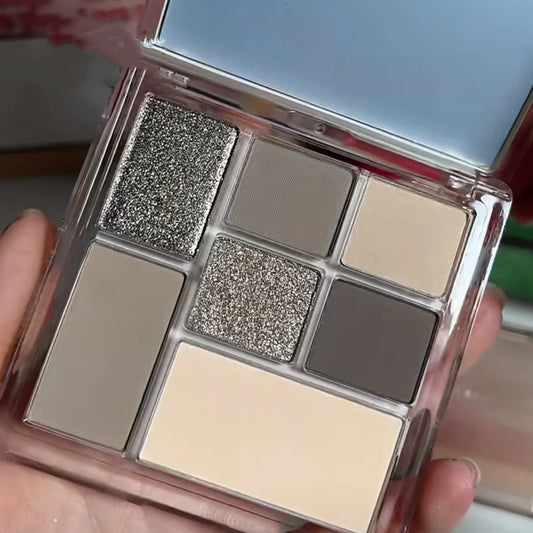 Palette Fards à Paupières – 7 Couleurs – Fini Mat & Pailleté – Avec Miroir