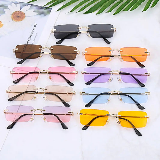 « Lunettes de soleil rectangle – Sans monture, unisexes, vintage UV400 »