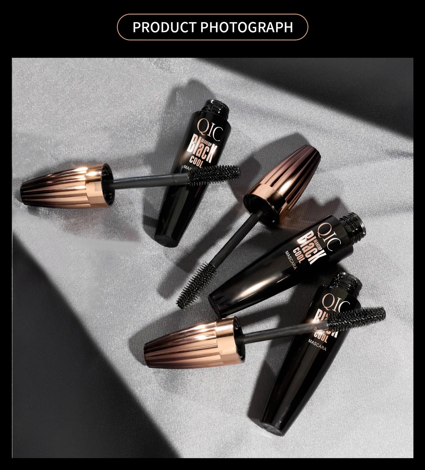 **« Mascara 4D fibres de soie noir – Volume naturel, allongeant, waterproof et anti-bavure »**