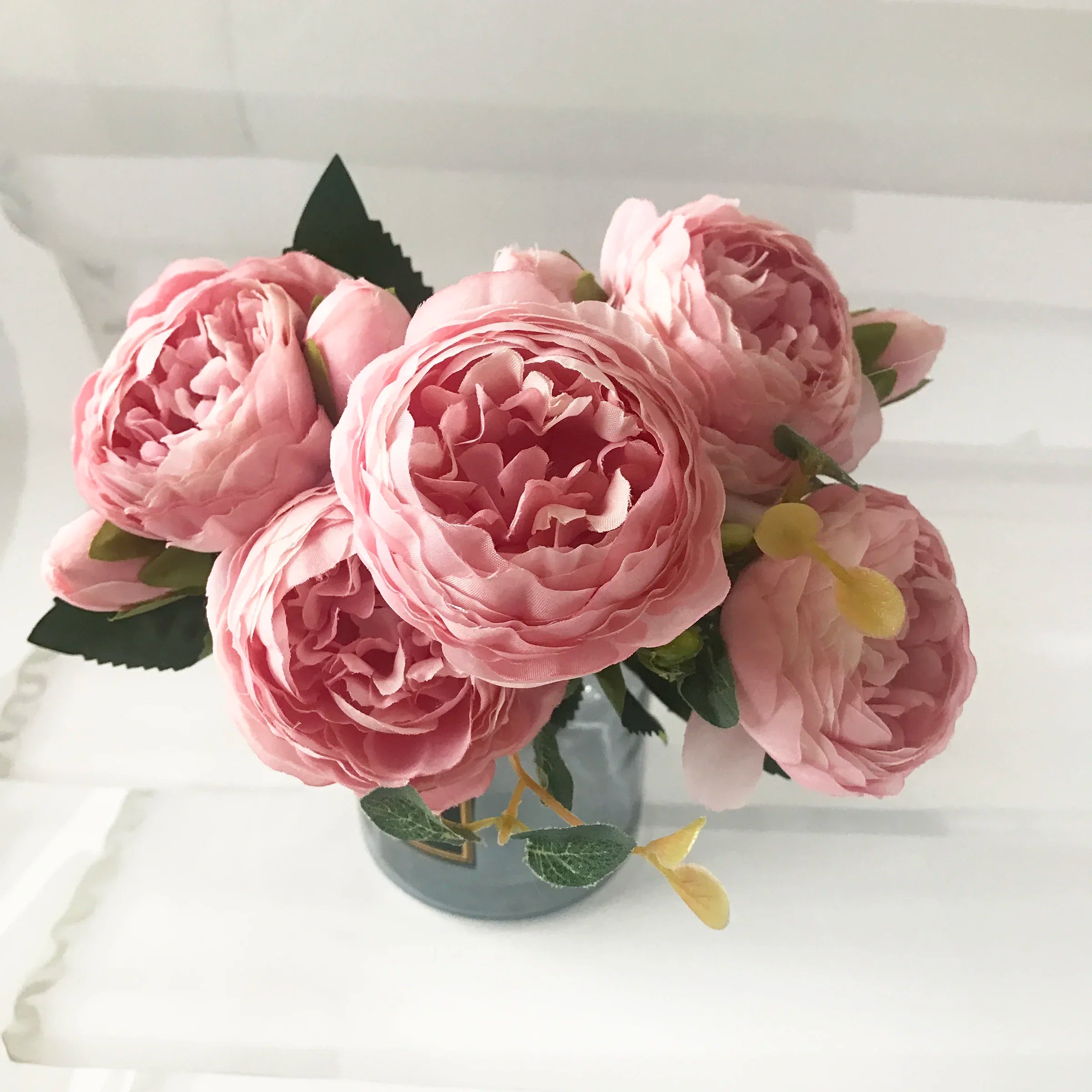 30CM Silk Peony Bouquet – Artificial Pink Flowers for Home & Wedding Décor