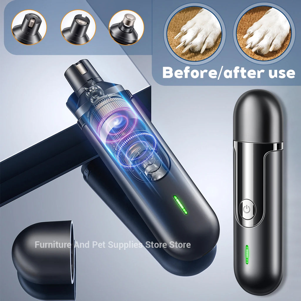 USB Rechargeable Electric Pet Nail Grinder – Nail Trimmer & Polishing Tool for Dogs & Cats