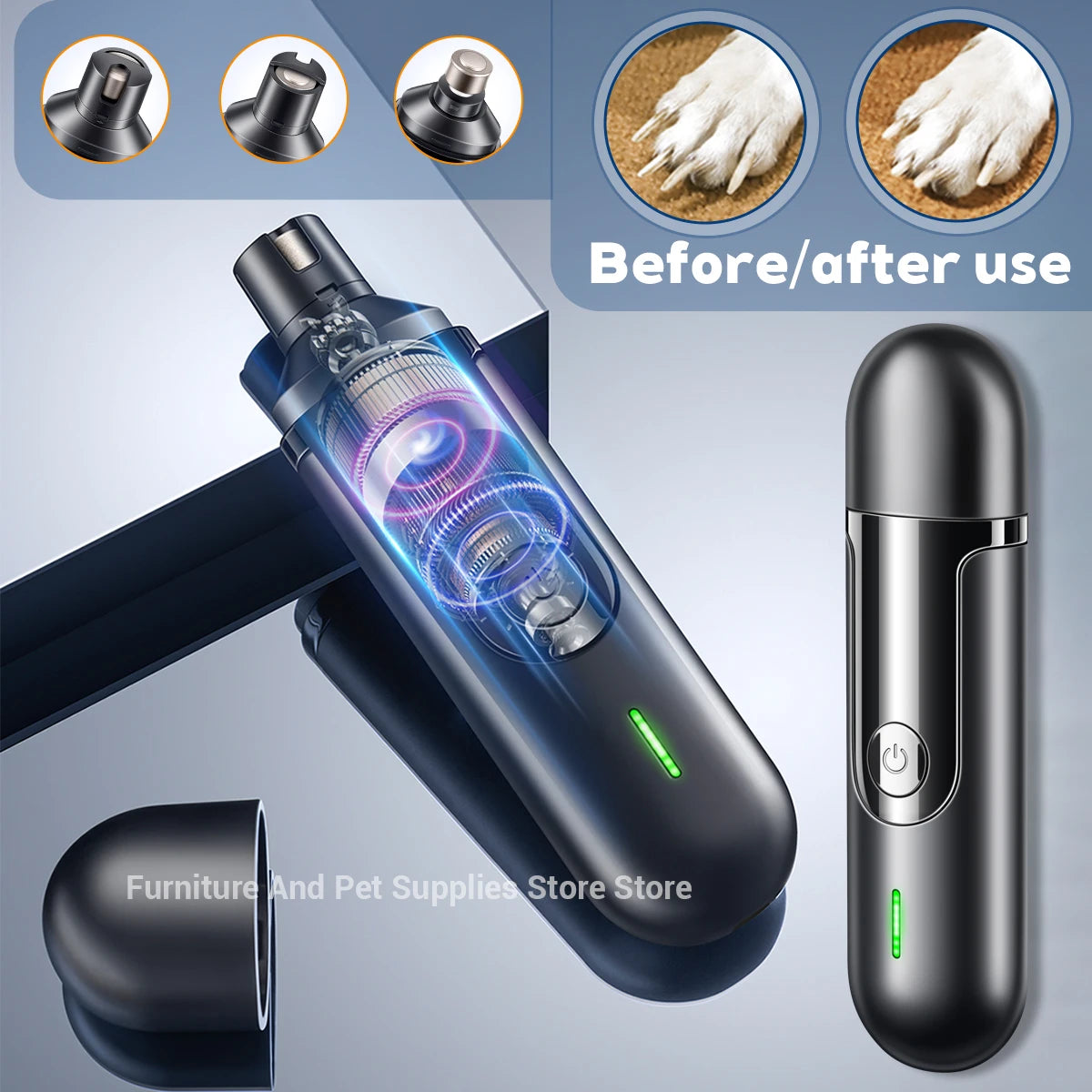 USB Rechargeable Electric Pet Nail Grinder – Nail Trimmer & Polishing Tool for Dogs & Cats