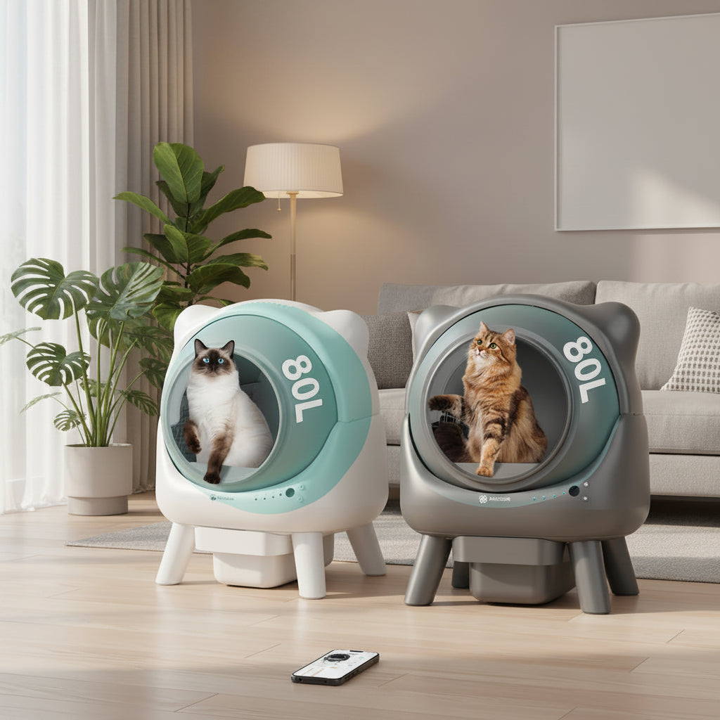 80L Smart Self-Cleaning Cat Litter Box – Automatic App-Controlled Litter Box