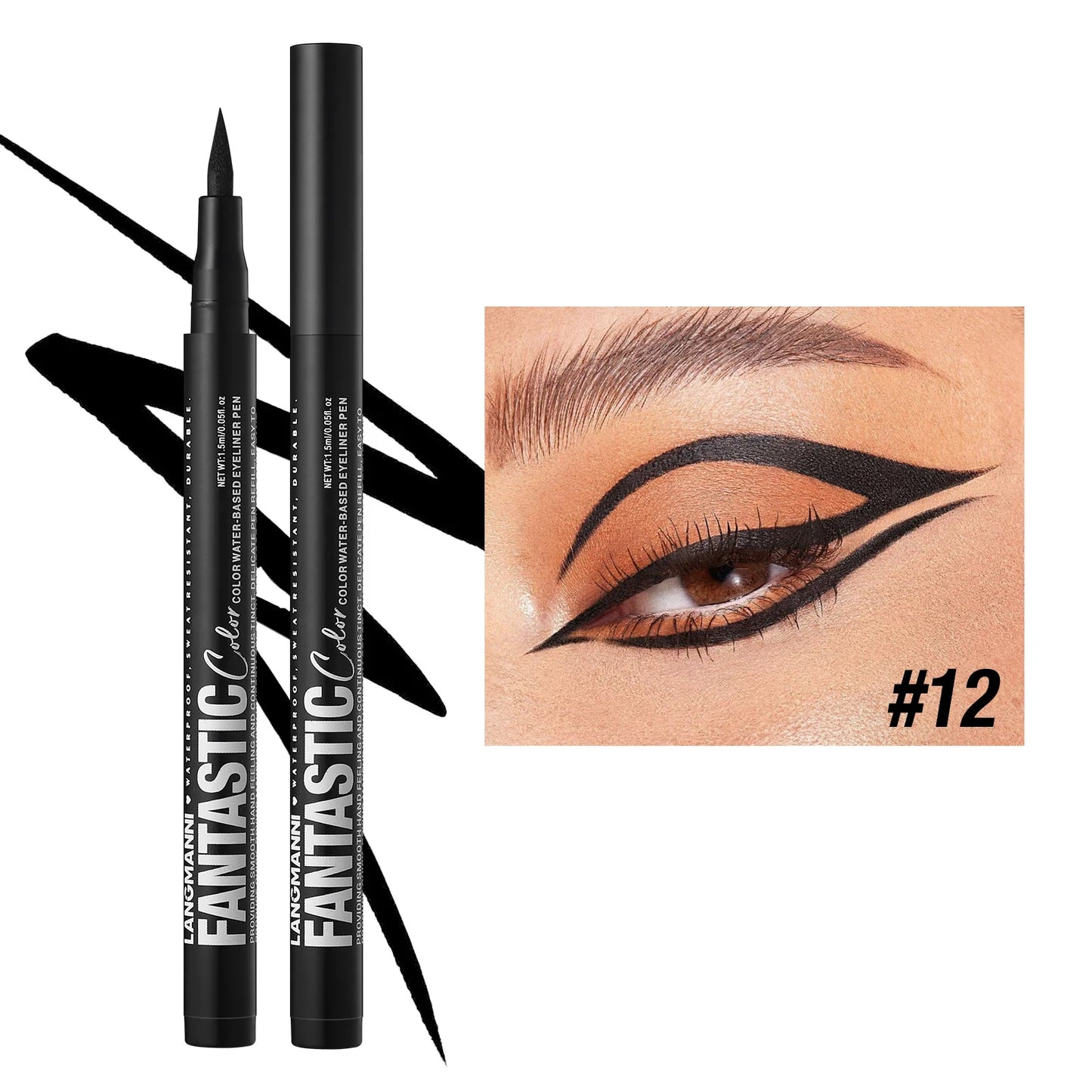Stylo Eyeliner Liquide – 12 Couleurs, Pointe Ultra-Fine, Lisse, Facile à Appliquer, Séchage Rapide, Anti-Bavure