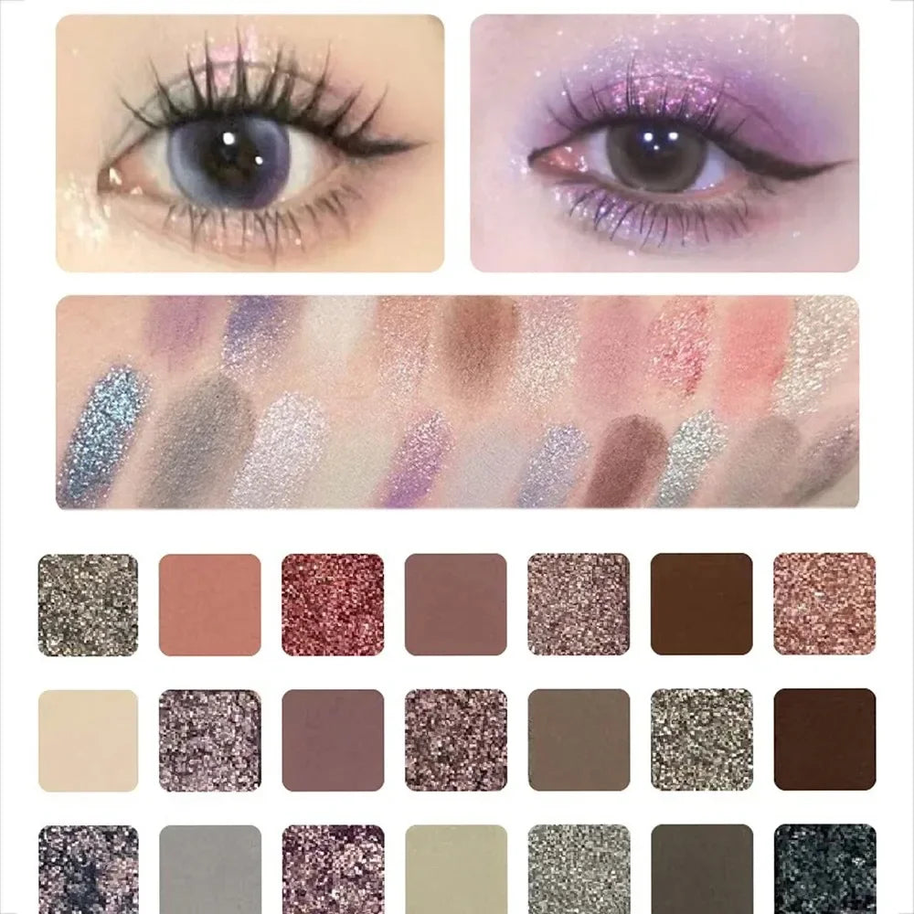 Palette de Fards à Paupières 21 Couleurs — Teintes Mattes, Scintillantes et Métalliques, Maquillage Professionnel, Paillettes, Tenue Longue Durée