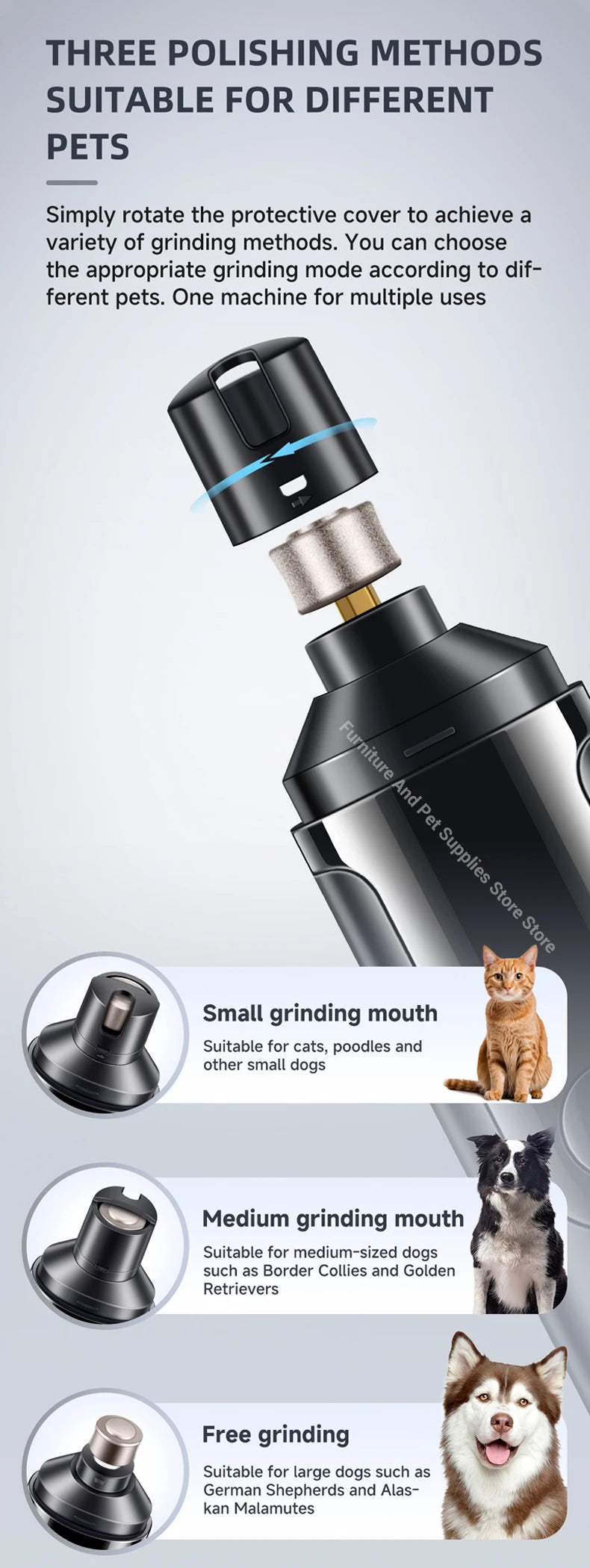 USB Rechargeable Electric Pet Nail Grinder – Nail Trimmer & Polishing Tool for Dogs & Cats