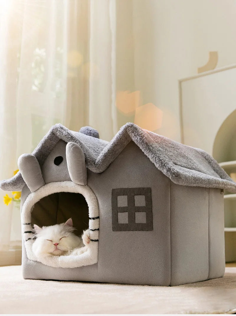 Foldable Cozy Pet House Bed – Warm Cave Bed for Small Dogs & Cats
