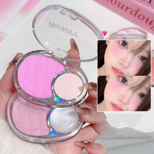 Palette Blush Éclaircissante et Brillante — Fard Velours Mist, Highlighter, Fini Mat et Pailleté, Ombre pour Contour des Joues