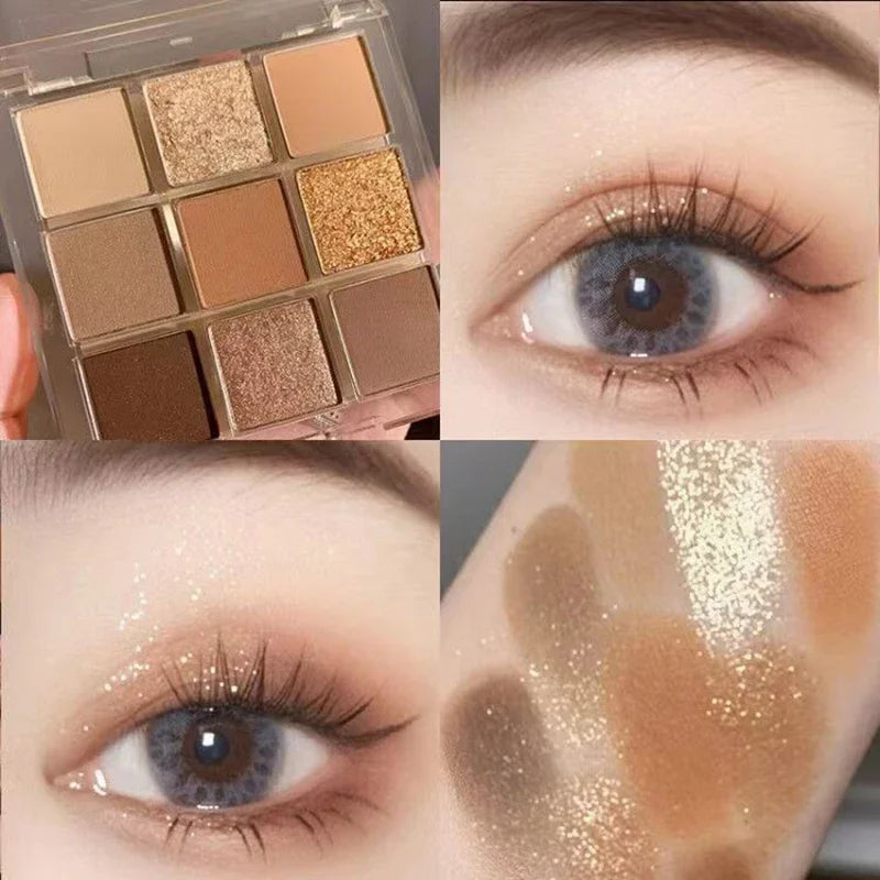 Palette de fards à paupières à paillettes, 9 couleurs, rose, nacré, coréen, charmant, maquillage pour les yeux, Pigments brillants