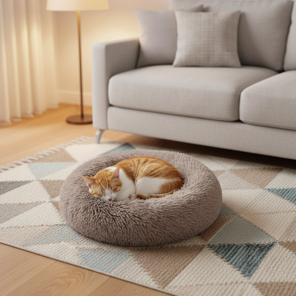 Plush Round Pet Bed – Ultra Soft Warm Dog & Cat Bed