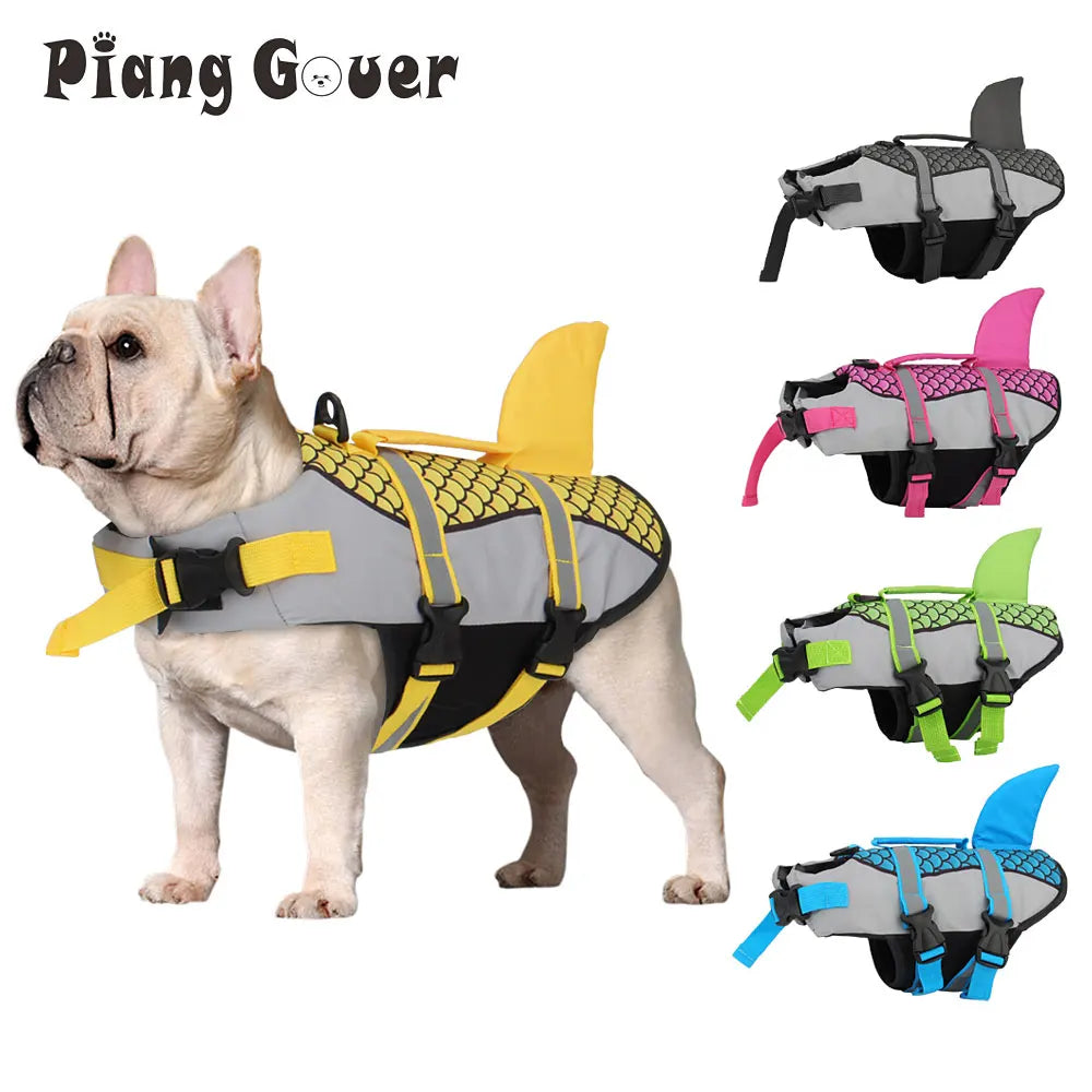 Shark Dog Life Jacket – Adjustable Pet Swimming Vest with Rescue Handle