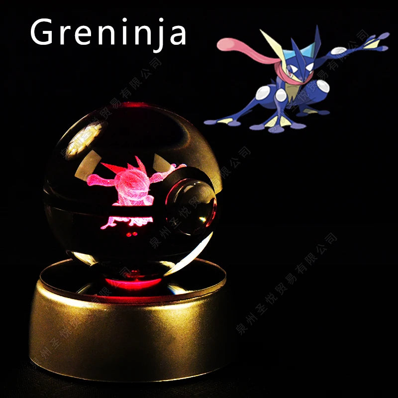 3D Pokémon Crystal Ball Night Light – Pikachu, Gengar & Mewtwo LED Glass Lamp