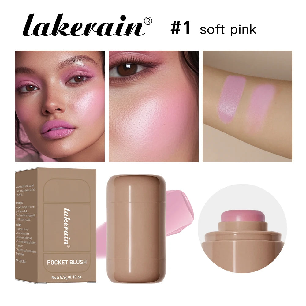 Blush stick 3 en 1 – Waterproof et anti-transpiration, texture crémeuse et soyeuse – Illumine le teint pour un maquillage naturel