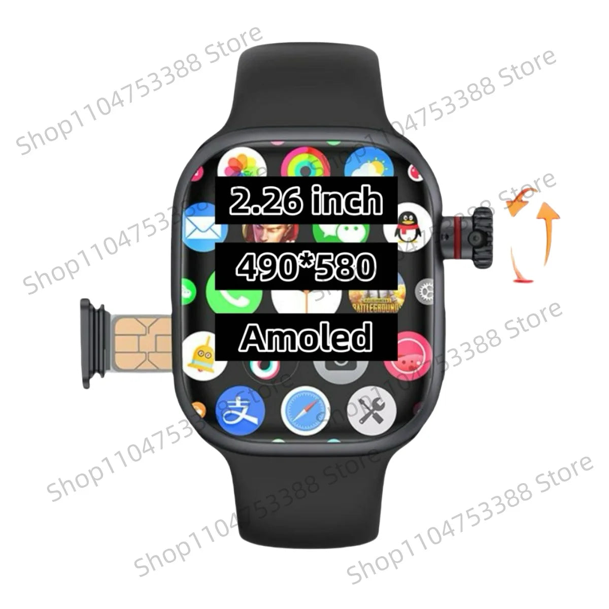 Montre CD99 X 5G smartwatch 2,29 pouces AMOLED 5G LTE montre intelligente avec 180 °   Caméra rotative GPS WiFi emplacement pour carte SIM surveillance de la santé