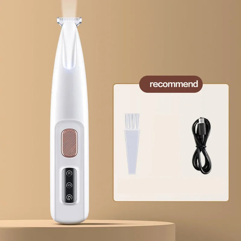 Waterproof Dog Paw Trimmer with LED Light – Rechargeable Pet Grooming Clipper