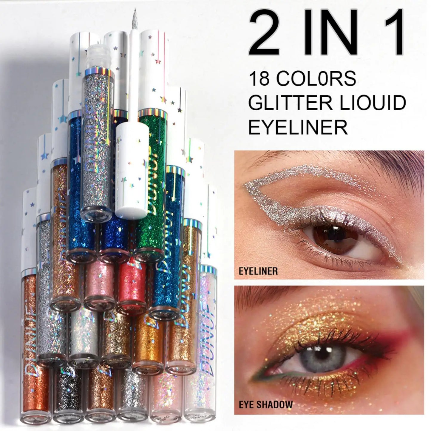 1 pièce : Eyeliner et fard à paupières liquides brillants, colorés, à séchage rapide, longue tenue et waterproof