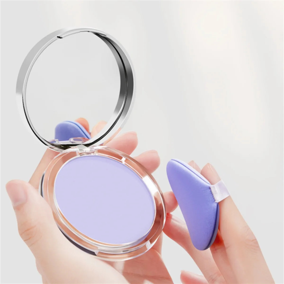 1PC Poudre crème violette transformable en poudre, douce pour la peau, naturelle, longue tenue, contrôle de l’huile, contouring, cosmétiques pour le visage