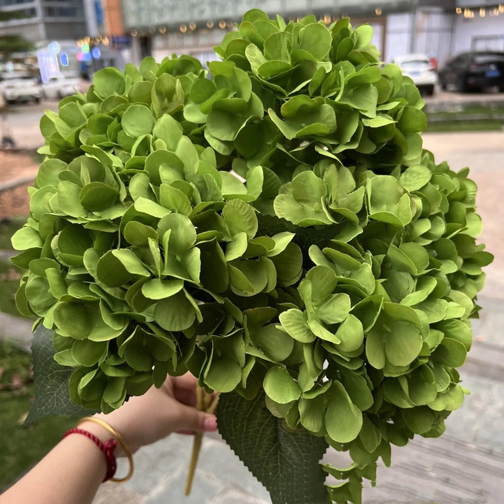 5-Head Artificial Hydrangea Flowers – Large Silk Floral Bouquet for Décor