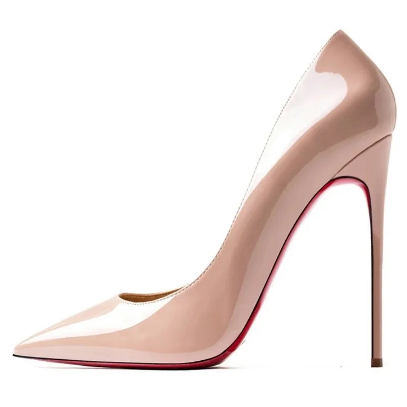 « Escarpins Femme 2025 – Talon 12 cm, Cuir Rouge, Pointus »