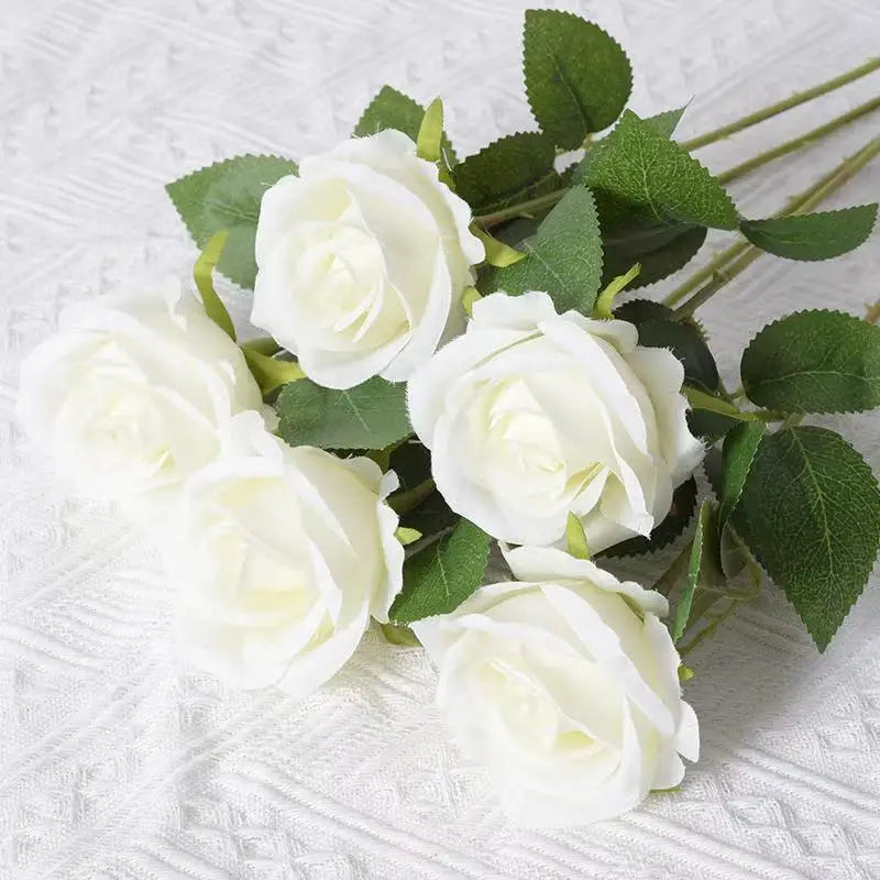 Artificial Rose Flower Stems – Realistic Red Roses for Home & Wedding Décor
