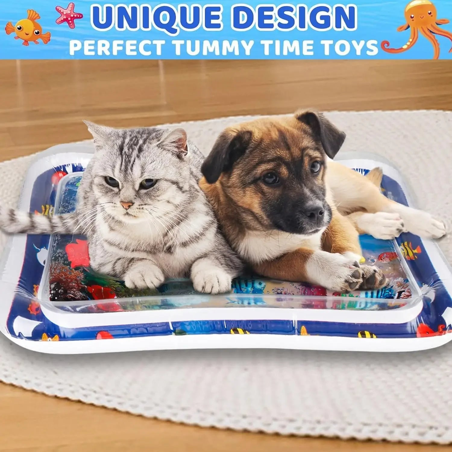 Inflatable Water Sensory Play Mat – Ocean-Themed Interactive Pet Toy