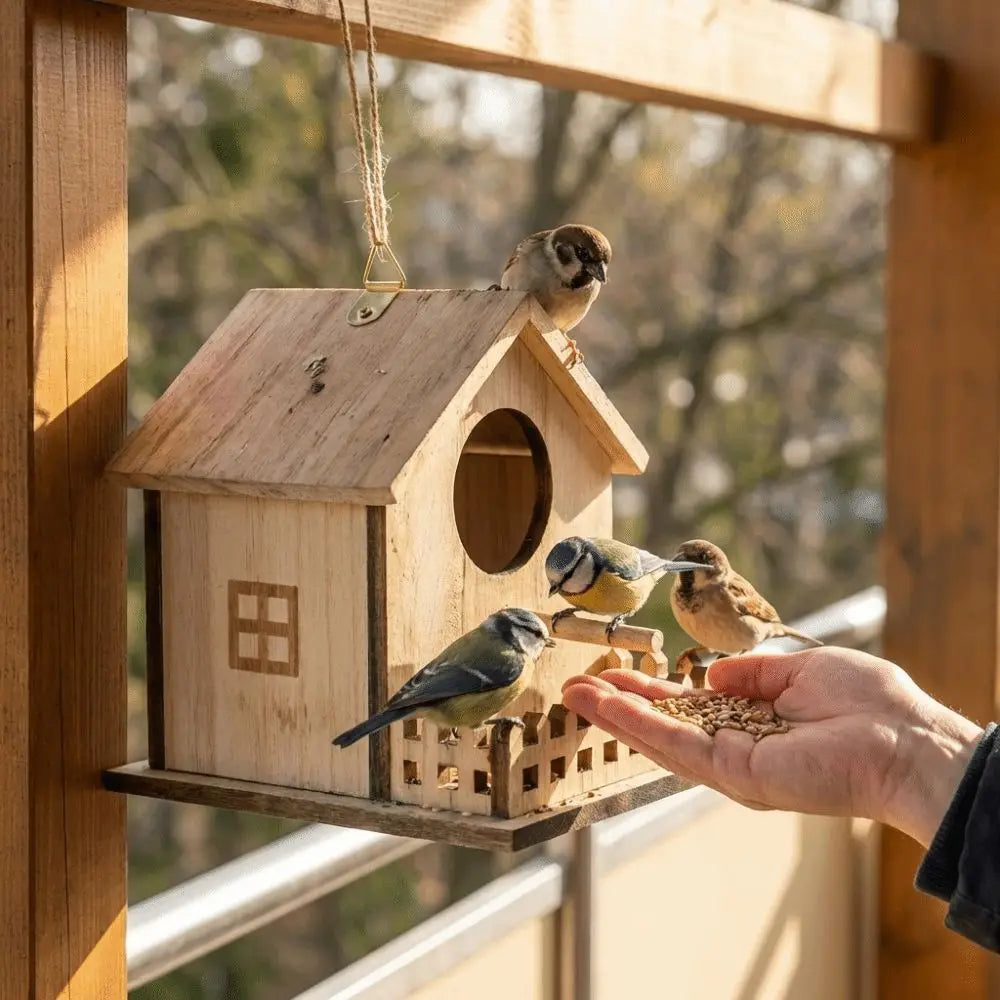 Wooden Bird House – Hanging Breeding & Nesting Box for Birds