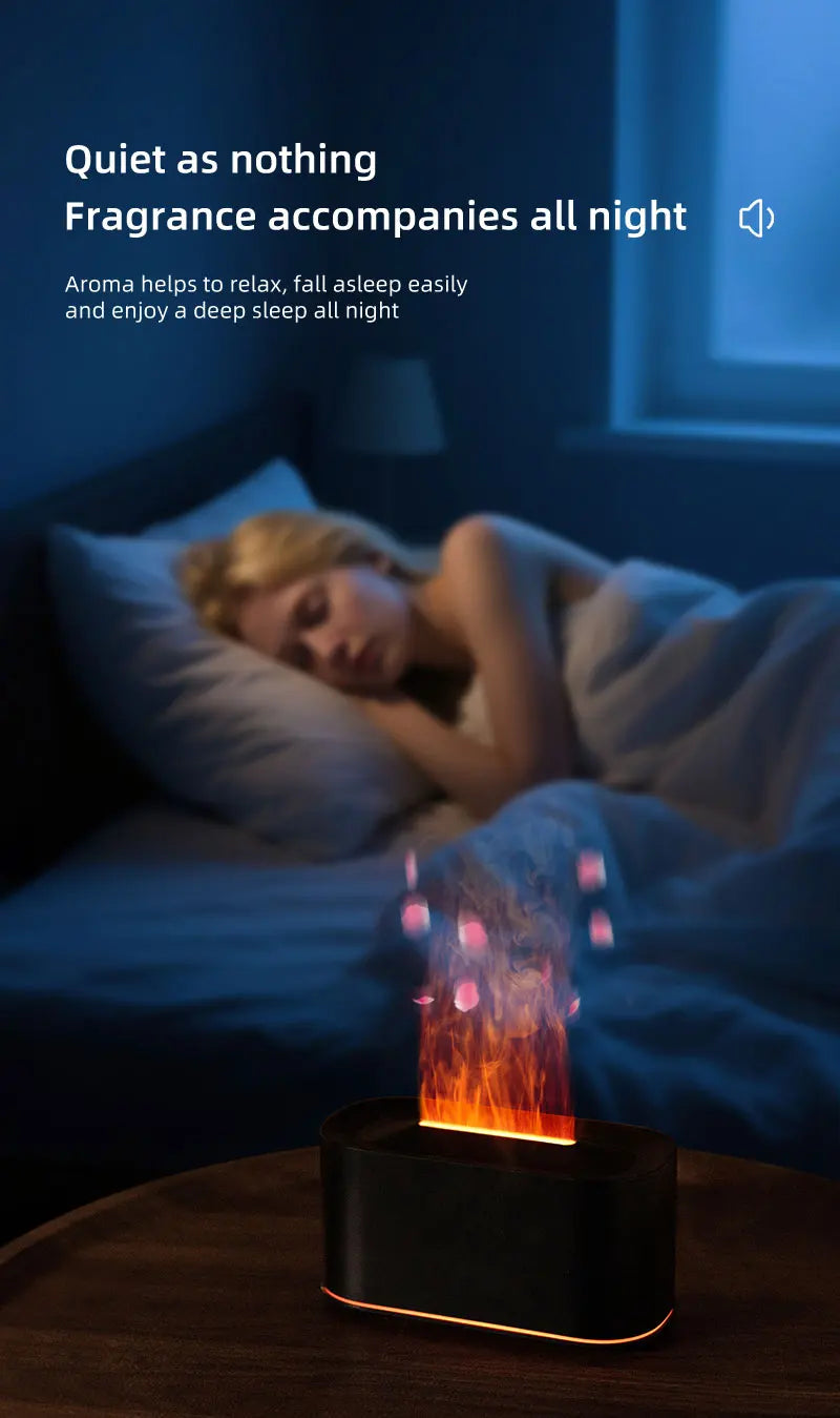 Flame Aroma Diffuser – Colorful LED Essential Oil Humidifier for Home & Relaxation
