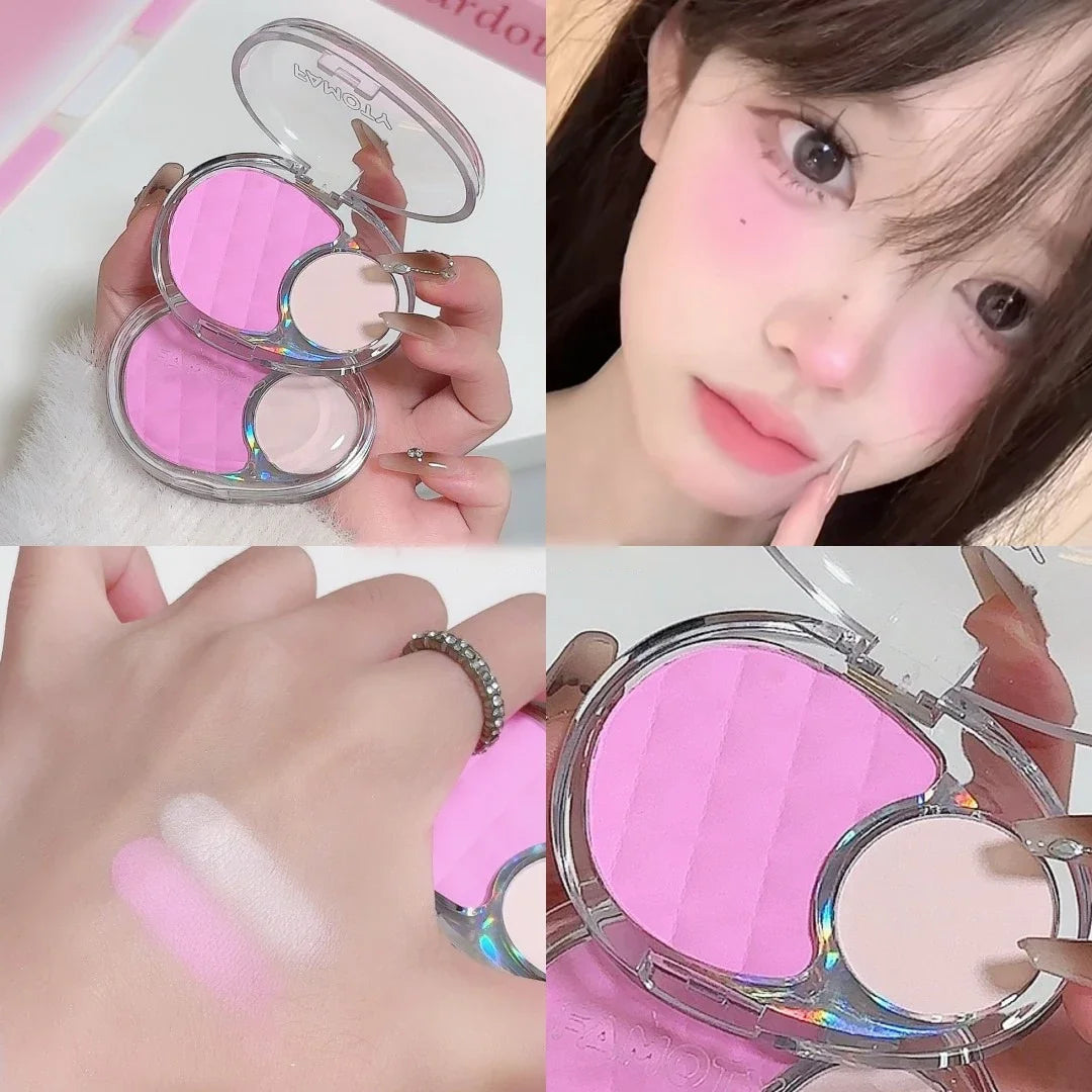 Palette Blush Éclaircissante et Brillante — Fard Velours Mist, Highlighter, Fini Mat et Pailleté, Ombre pour Contour des Joues