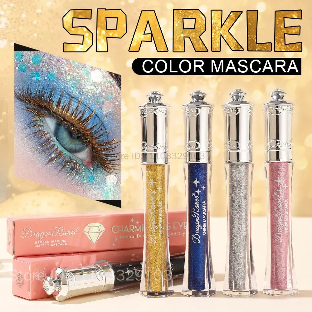 Mascara pailleté diamant coloré bleu waterproof scintillant séchage rapide extensions cils