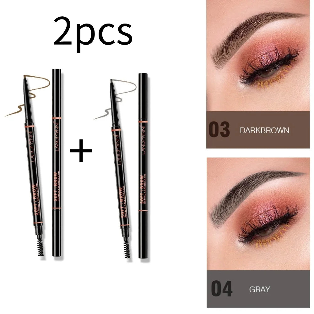 Crayon sourcils double embout rotatif 1,5 mm waterproof avec brosse